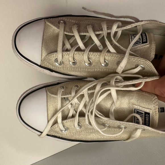 Converse CTAS LIFT PLATFORM OX Gold/Black/White '568630C' Women's Size 10 - Picture 9 of 14